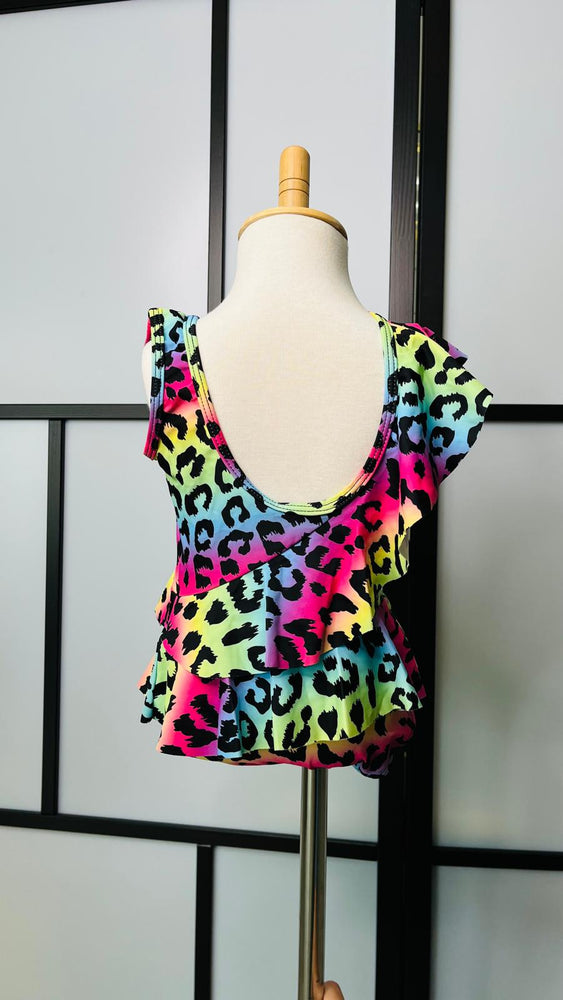 Girls Leopard Print Rainbow Swimsuit