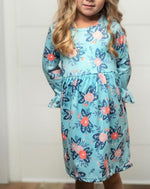 Girls Blue Floral Print Dress
