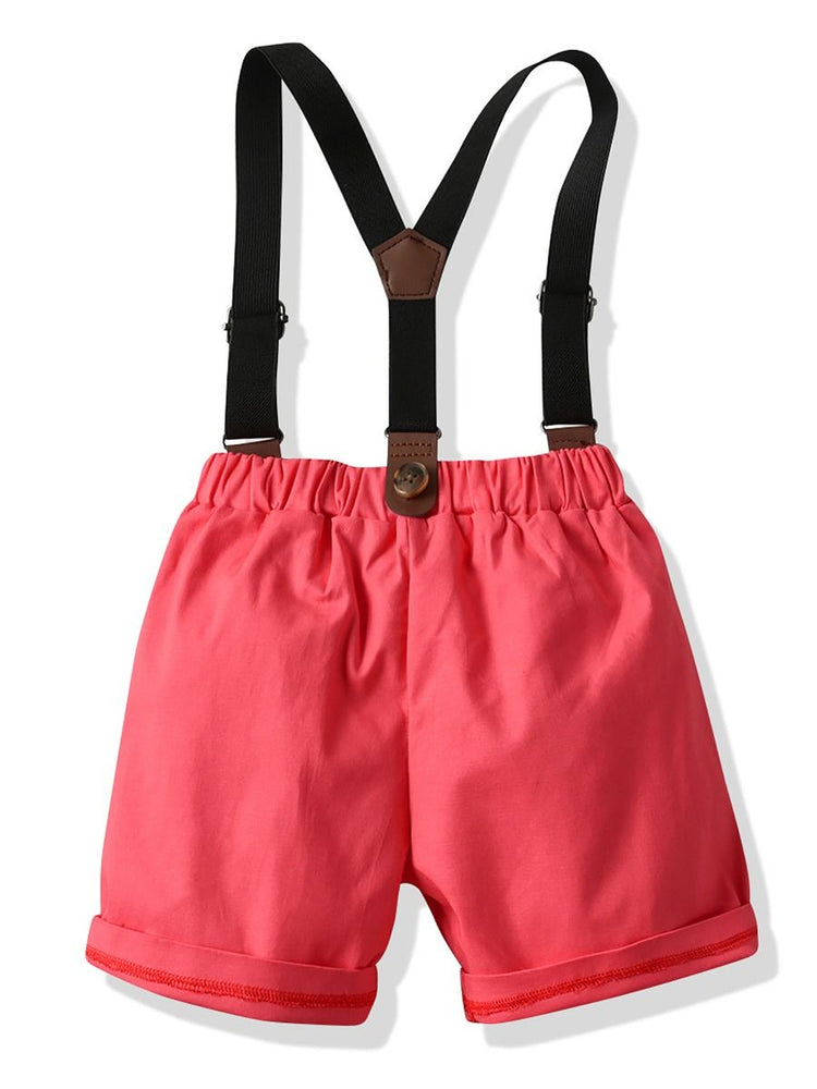 Boys Shirt & Suspender Shorts Set