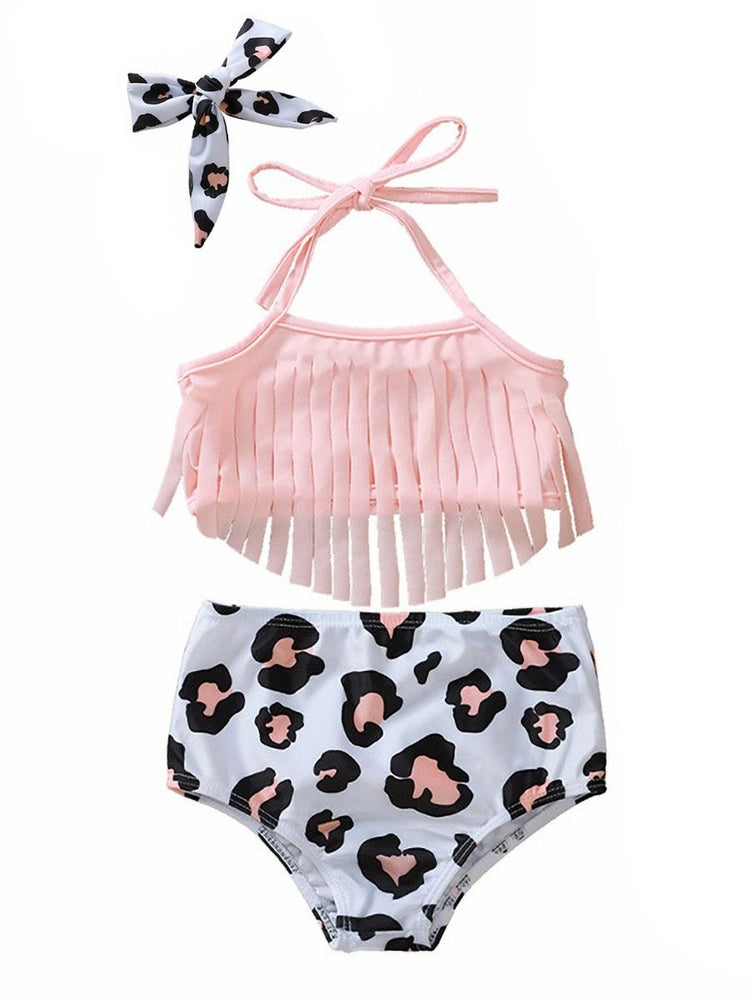 Girls Leopard Print Swimsuit Set