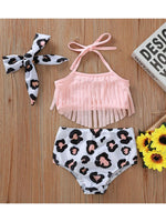 Girls Leopard Print Swimsuit Set