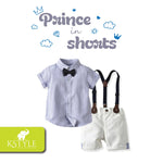 Boys Pinstripe Shirt & Suspender Shorts Set