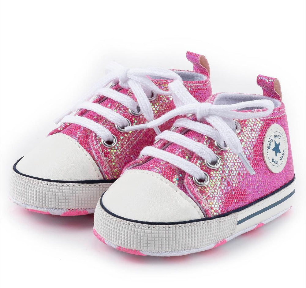 Baby Girls Iridescent Sequins Shoes - Pink