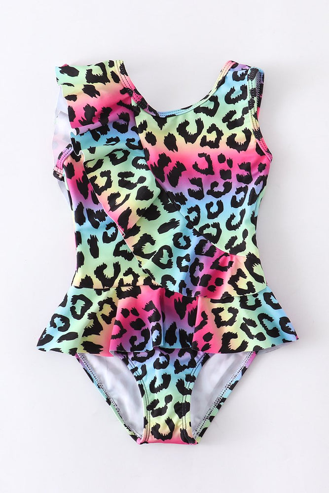Rainbow top swimming costume