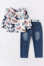 Girls Butterfly Top and Jeans Set