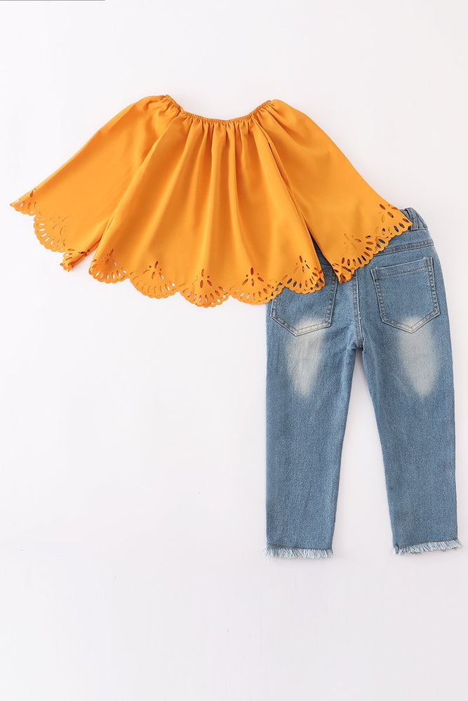 Mustard Top and Jeans Set