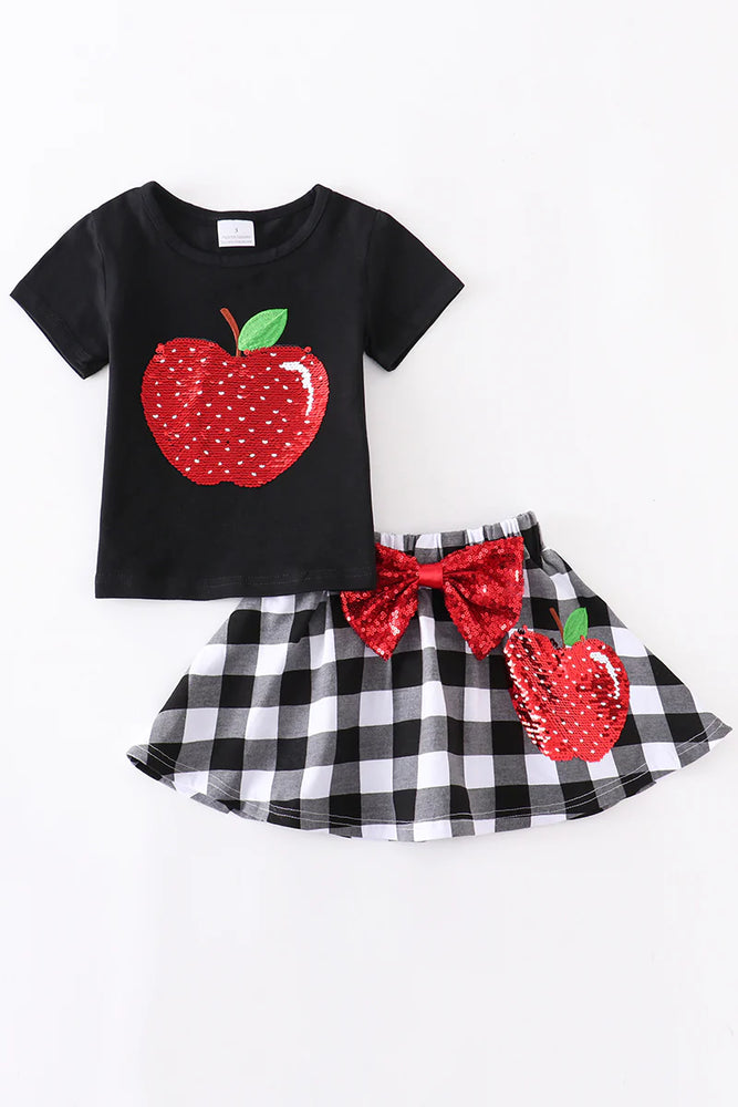 Girls Apple Top & Skirt Set