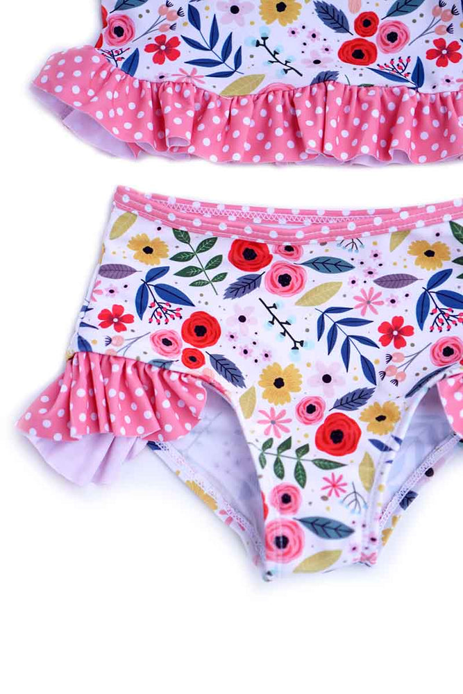Girls Florals & Polka Dots Swimsuit Set