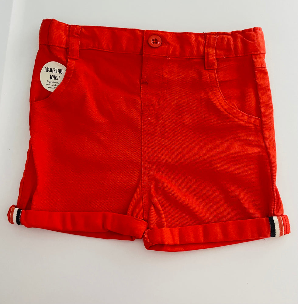 Boys Striped Shirt and Red Shorts Set