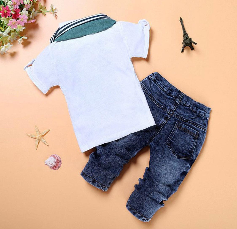 Boys Shirt and Jeans Set with Scarf
