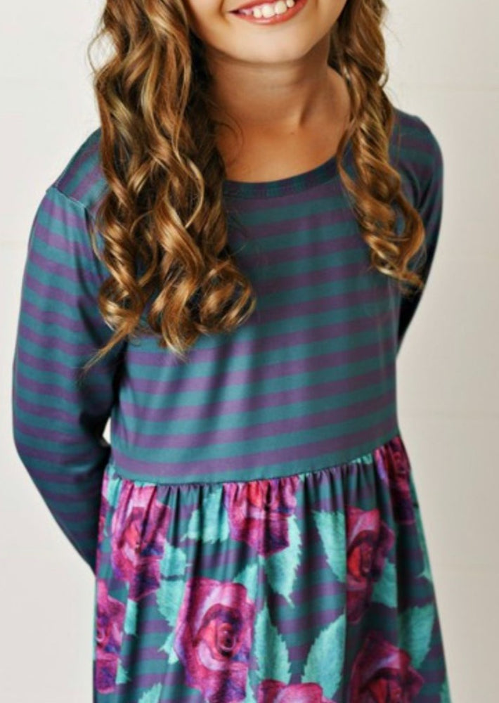 Girls Stripes and Roses Dress