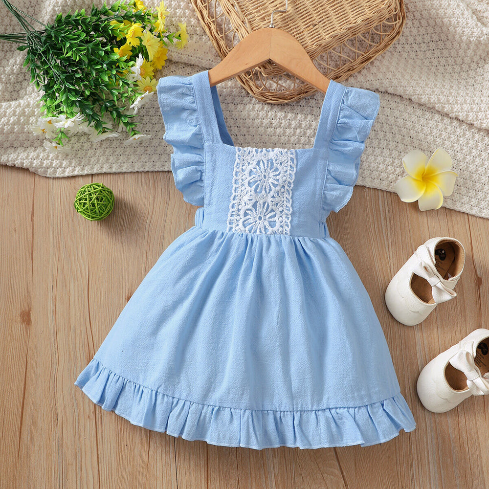 Girls Light Blue Flutter Sleeve Dress KStyle kids Boutique Girls Light Blue Flutter Sleeve Dress KStyle kids Boutique