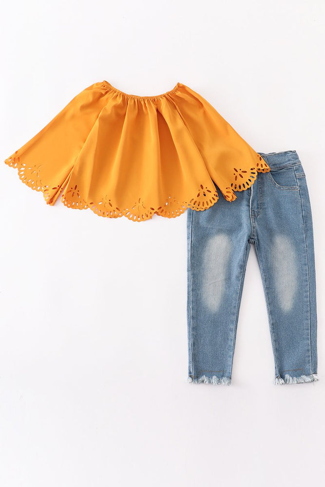 Mustard Top and Jeans Set