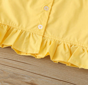 Girls Yellow Top & Pineapple Shorts Set