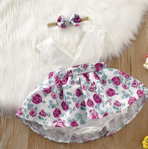 Girls Floral Bodysuit with Skirt Set