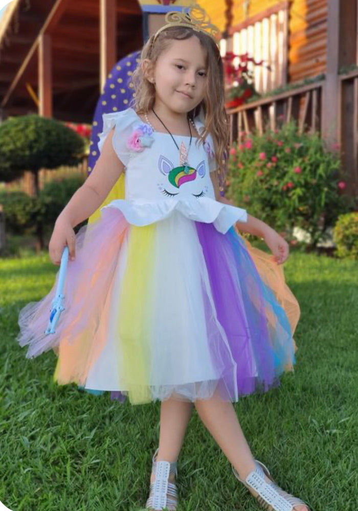 Girls Unicorn Princess Tulle Dress 9-10 YRS Girls Unicorn Princess Tulle Dress 9-10 YRS